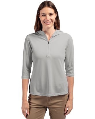 Cutter & Buck Virtue Eco Pique Recycled Half Zip Pullover Womens Hoodie Jacket