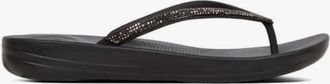 FitFlop Womens FitFlop IQUSHION SPARKLE Womens Flip Flops Black - Size: 3