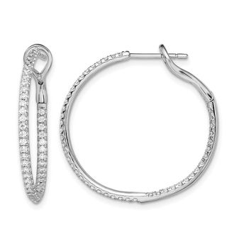 Diamond2Deal 14k Gold 3/4 ct Lab Grown Diamond In & Out Hoop Earrings VS Clarity, G-H Color