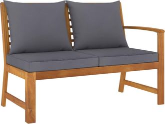 vidaXL Vidaxl - Banco De Jard&iacute;n Madera De Acacia Y Cojines Gris Oscuro 114,5 Cm