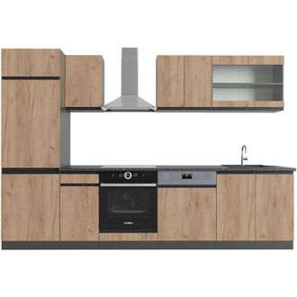 Vicco Mueble De Cocina R-line, Oro Power Roble/antracita, 300 Cm, Et Antracita