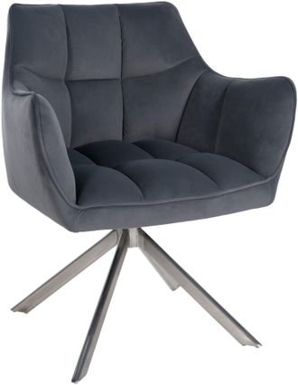 Clp Clp - Silla De Comedor Swing En Terciopelo Gris Oscuro Acero Inoxidable