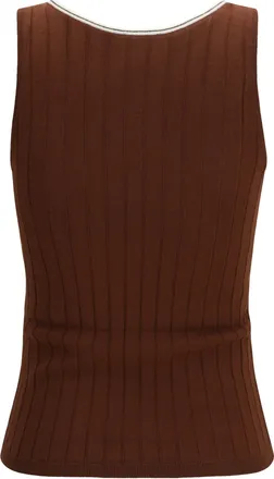 Brunello Cucinelli Womens Ribbed Jersey Top Mulberry+panama