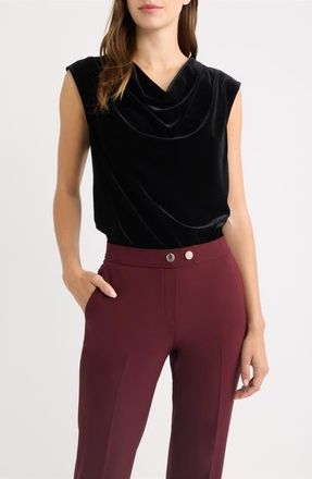 Anne Klein Pleated Cowl Neck Top in Anne Black at Nordstrom, Size Xx-Small