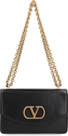 Valentino Garavani Womens Valentino Vain Leather Shoulder Bag Black Calf