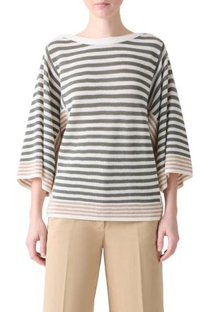 Akris Stripe Virgin Merino Wool Sweater in Cream-Beige-Khaki at Nordstrom, Size 6