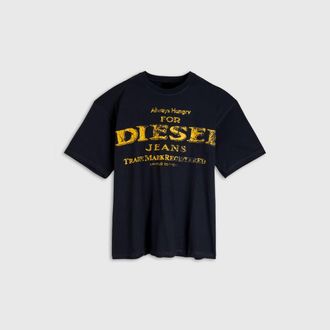 Diesel T-shirt with crack-print logo - T-Shirts - Man - Black