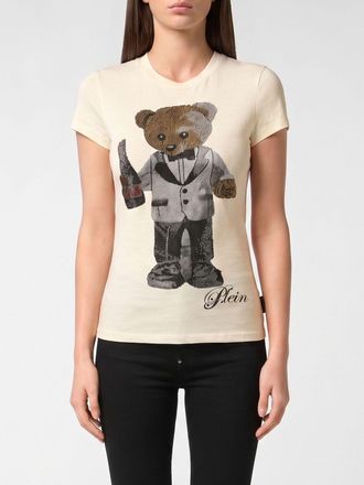 Philipp Plein T-shirt slim fit in cotone con stampa Teddy Bear e strass