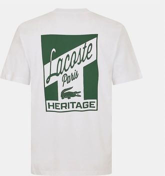 Lacoste Mens Lacoste Lettering Graphic Crew Neck Short Sleeve T-Shirt - White - Size: 40