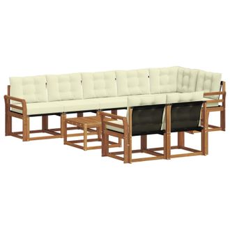 vidaXL Conjunto De Sof&aacute;s De Exterior Con Coj&iacute;n 9 Pcs Natural Y Crema Vidaxl