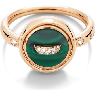 POMELLATO Pom Pom Dot Malachite & Mother of Pearl Ring in 18K Rose Gold/Malachite at Nordstrom, Size 7.25