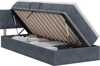 vidaXL Cama Con Almacenamiento Gris Oscuro 90 X 190 Cm Terciopelo Vidaxl