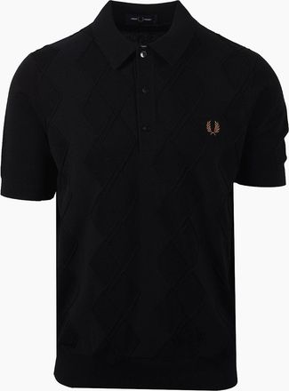 Fred Perry Mens FRED PERRY CABLE KNITTED SHIRT BLACK - Size: 38