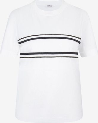 Brunello Cucinelli Kurzarm-T-Shirt mit Streifen Monile