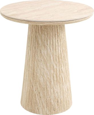 Kare Design Mesa auxiliar de cer&aacute;mica y MDF beige &oslash;50 cm