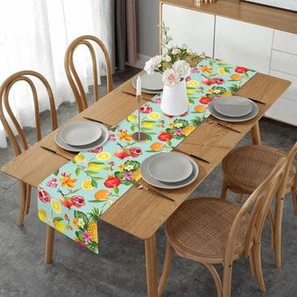 OEM Camino De Mesa Con Estampado De Frutas Tropicales (33 X 183 Cm) - Aspecto De Lino, Dise&ntilde;o Veraniego Fresco, Para Mesa De Comedor Y Aparador