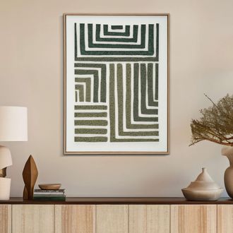 Dmora Pintura Bamesola, Efecto Relieve Y Textura Material, Estructura Pl&aacute;stica Y Madera, 60x80h Cm Verde