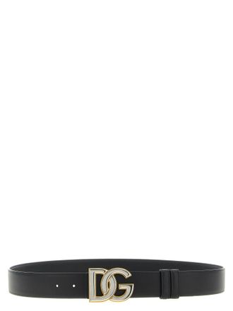 Dolce & Gabbana Mens Black Calfskin Regular Belt