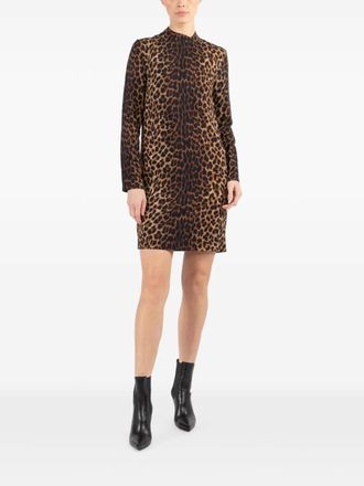 Michael Kors mock-neck cheetah-print mini dress - Bruin