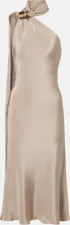 Max Mara Elegante one-shoulder silk cr&ecirc;pe midi dress