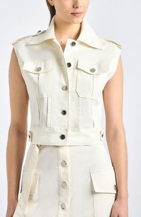 Derek Lam Illiana Stretch Cotton Blend Utility Vest in Soft White at Nordstrom, Size X-Small