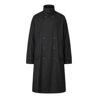 Yohji Yamamoto Heren, Mantels, Zwart, Maat: M Polyamide