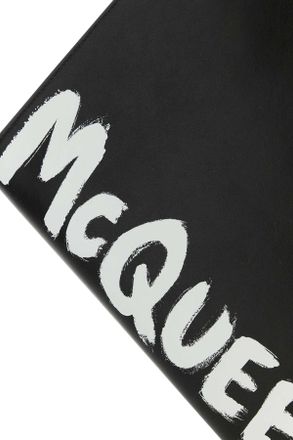 Alexander McQueen Logo-Print Leather Document Wallet - Black