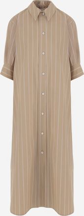 Jil Sander lange katoenen jurk met gestreept patroon