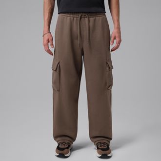 Nike Jordan Mens Jordan Brooklyn Oversized Fleece Cargo Pants in Brown | IO1816-274