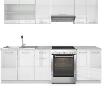 Vicco Cucina componibile Raul, Bianco, 240 cm, pl Marmo