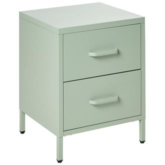 Beliani Mesita De Noche Estilo Industrial Moderno De Acero Con 2 Cajones Dormitorio Verde Menta Malavi