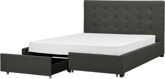 Beliani Letto contenitore tessuto grigio scuro con rete a doghe e cassetti 160 x 200 cm La Rochelle