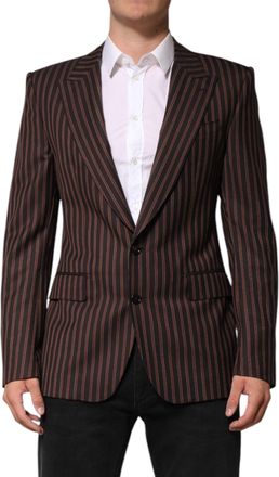 Dolce & Gabbana Mens Black Brown Stripe Single Breasted Blazer And Virgin Wool Clothing