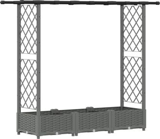 vidaXL Cama Elevada Con Trellis Y Techo Gris Claro 164 X 40 X 121 Cm Vidaxl