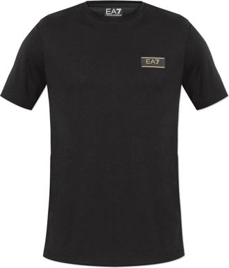 Emporio Armani Emporio Armani Ea7, Tops, Heren, Zwart, L, T-shirt met logo patch