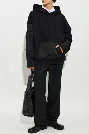 Balmain Oversized Sweatshirt Made Of Combined Materials, Mens, Black