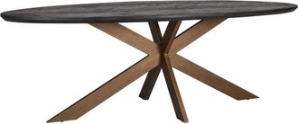 Richmond Interiors Ovaler Massivholz Esstisch Blackbone Brass 260 x 120 cm