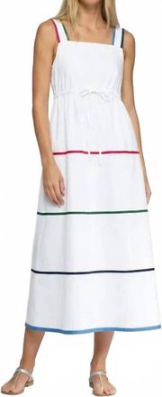 Vilagallo Womens Poplin Dress In White And Colored Stripes
