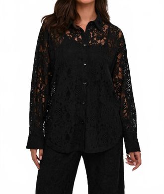 Kaffe Kanelly Lace Collared Shirt In Black Deep
