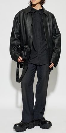 Balenciaga Leather Coat, Mens, Black