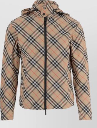 Burberry hooded jacket allover pattern silk nylon