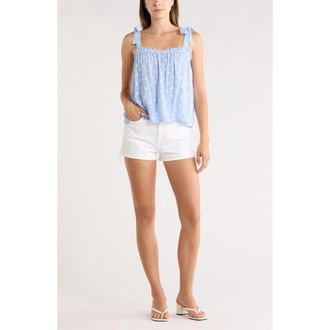 Abound Shoulder Tie Boho Cami in Blue White Clip Floral at Nordstrom Rack, Size X-Large