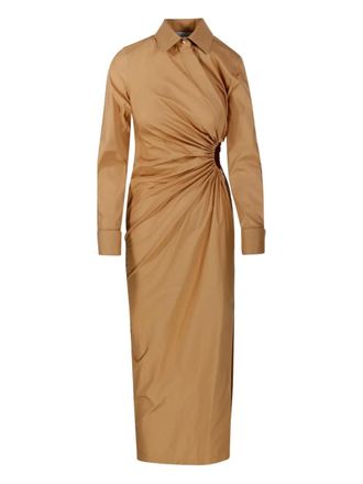 Max Mara draped shirt dress - women - Cotton - 44 - Brown