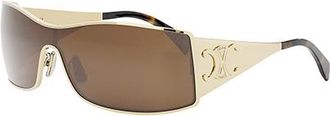 Celine Maxi Metal Triomphe Brown Shield Ladies Sunglasses CL40283U 30E 00