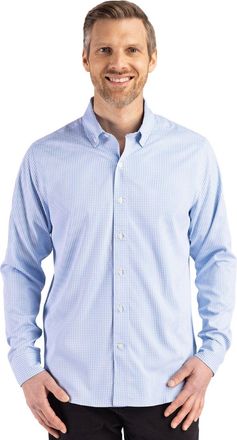 Cutter & Buck Skyline Epic Confidence Gingham Mens Big & Tall Long Sleeve Dress Shirt