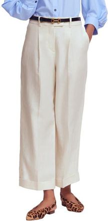 Boden Chiswick Crop Linen Pants in Ivory at Nordstrom, Size 14