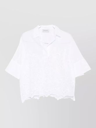 Ermanno Scervino scalloped hem cropped top short sleeves