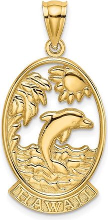 Diamond2Deal 14k Yellow Gold HAWAII with Dolphin Sunset Scene Charm Pendant
