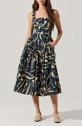 ASTR the Label Vinya Abstract Sketch Print Dress in Navy Sketch at Nordstrom, Size X-Small