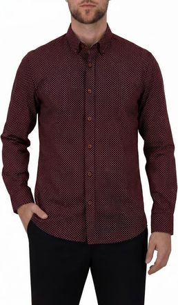 Report Collection Geometric Print 4-Way Stretch Sport Shirt in Burgundy at Nordstrom Rack, Size X-Large